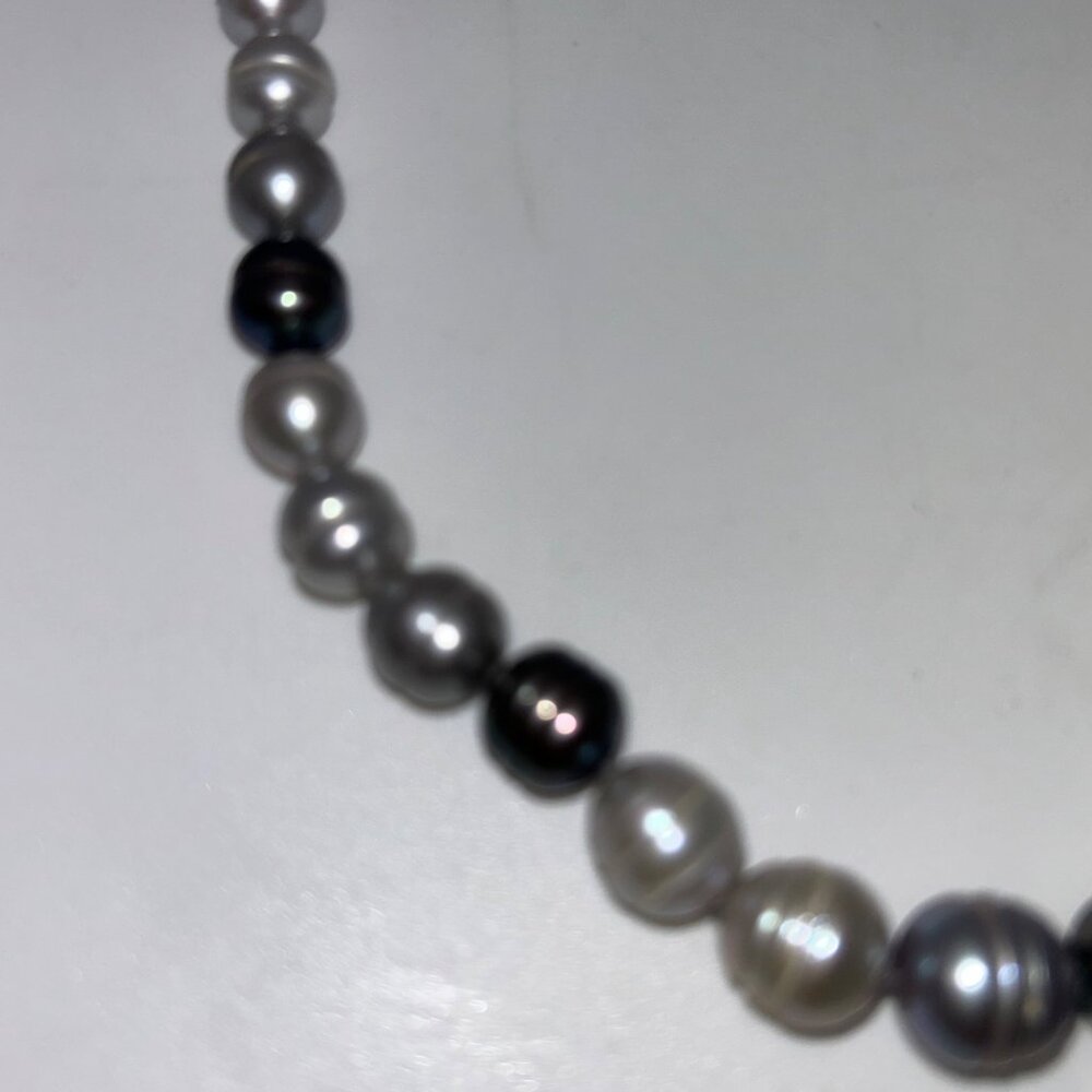 Freshwater Pearl Necklace, Potato Pearls Ring Pearls Hand Knotted 18" - Picture 8 of 12